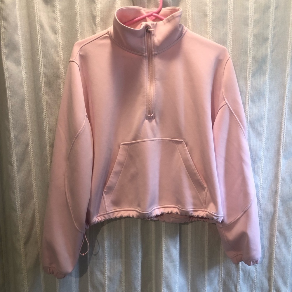 Lululemon Brushed Softstreme Half Zip Strawberry Milkshake 12 Cinch Sides Large